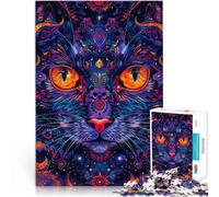 Rompecabezas para Adolescentes 1000 Piezas Arte psicodélico de Mandalas de Gatos Juguetes de Juego Regalos de Amigo Secreto 52x38cm