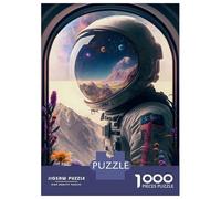Rompecabezas para Adolescentes 1000 Piezas Astronaut and Flowers Wind Rompecabezas para Adultos Juegos Relajantes Análisis Y Lógica para Cumpleaños, Navidad 52x38cm/1000pcs