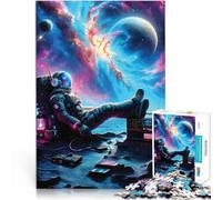 Rompecabezas para Adolescentes 1000 Piezas Astronauta del Universo Galáctico Juego de Preguntas Decoración artística del hogar 38x26cm