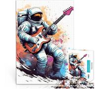 Rompecabezas para Adolescentes 1000 Piezas Astronauta Tocando la Guitarra Diversión Familiar Interacción Entre Padres e Hijos 75x50cm