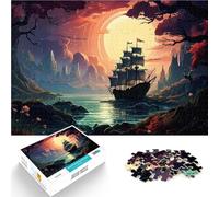 Rompecabezas para Adolescentes 1000 Piezas Atardecer en Barco Pirata Juego desafiante Cada Pieza es única: un desafiante y Divertido Juego Familiar 75x50cm