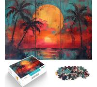 Rompecabezas para Adolescentes 1000 Piezas Atardecer en una Isla Tropical Actividad Familiar Interacción Entre Padres e Hijos 38x26cm