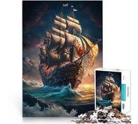 Rompecabezas para Adolescentes 1000 Piezas Barco Pirata Juguete Educativo de Aprendizaje con Piezas de Formas aleatorias Que se entrelazan Completamente 75x50cm