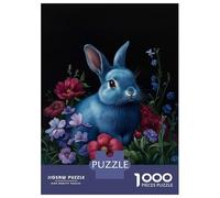 Rompecabezas para Adolescentes 1000 Piezas Baroque Blue Rabbit in Floral Garden Rompecabezas para Adultos Juego De Ingenio Difícil Difícil Regalos para Reducir El Estrés 70x50cm/1000pcs