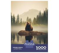 Rompecabezas para Adolescentes 1000 Piezas Bear on A Lake in The Fog Rompecabezas para Adultos Juegos Relajantes Regalo De Cumpleaños para Cumpleaños, Navidad 38x26cm/1000pcs