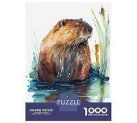 Rompecabezas para Adolescentes 1000 Piezas Beaver Watercolor Rompecabezas para Adultos Juegos De Relajación Corte De Precisión Oferta como Regalo para Toda La Familia 38x26cm/1000pcs