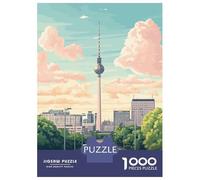 Rompecabezas para Adolescentes 1000 Piezas Berlin, Germany Cityscape Illustration Rompecabezas para Adultos Juegos Relajantes Desafío Difícil Interacción Entre Padres E Hijos 38x26cm/1000pcs