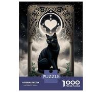 Rompecabezas para Adolescentes 1000 Piezas Black Cat Tarot Card The H Rompecabezas para Adultos Juegos Relajantes Regalo De Cumpleaños para Cumpleaños, Navidad 52x38cm/1000pcs