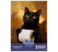 Rompecabezas Para Adolescentes 1000 Piezas Black Cat with Toilet Paper Poster, Picture, Metal Print, Paint by Suiiarts Rompecabezas Para Adultos Juegos Relajantes Análisis Y Lógica Para Cumpleaños, Na