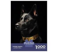Rompecabezas para Adolescentes 1000 Piezas Black & Gold Belgian Malinois Rompecabezas para Adultos Juegos Relajantes Regalo De Cumpleaños para Cumpleaños, Navidad 38x26cm/1000pcs