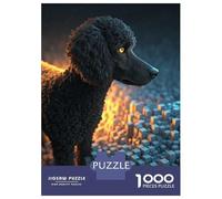 Rompecabezas para Adolescentes 1000 Piezas Black Poodle with Glowing Eyes Rompecabezas para Adultos Juegos Relajantes Desafío Difícil Interacción Entre Padres E Hijos 52x38cm/1000pcs
