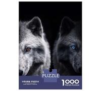Rompecabezas para Adolescentes 1000 Piezas Black Wolf with Blue Eyes Rompecabezas para Adultos Juegos Familiares Análisis Y Lógica para Cumpleaños, Navidad 38x26cm/1000pcs