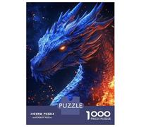 Rompecabezas para Adolescentes 1000 Piezas Blue Dragon in Flames Rompecabezas para Adultos Juguetes Antiestrés Patrón De Montaje Oferta como Regalo para Toda La Familia 38x26cm/1000pcs