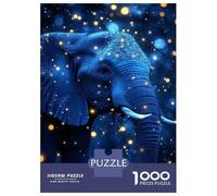 Rompecabezas para Adolescentes 1000 Piezas Blue Elephant with Glowing Lights Rompecabezas para Adultos Juegos Relajantes Análisis Y Lógica para Cumpleaños, Navidad 52x38cm/1000pcs