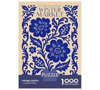 Rompecabezas para Adolescentes 1000 Piezas Blue Floral Winter Market Paris Rompecabezas para Adultos Juguete Decoración De Pared Corte De Precisión Ayuda A Ejercitar El Cerebro 38x26cm/1000pcs