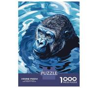 Rompecabezas para Adolescentes 1000 Piezas Blue Gorilla in Water Digital Art Rompecabezas para Adultos Juegos Familiares Análisis Y Lógica para Cumpleaños, Navidad 38x26cm/1000pcs