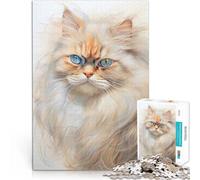 Rompecabezas para Adolescentes 1000 Piezas Boceto de Gato Persa Juguete Educativo de Aprendizaje con póster a Juego y Hoja de Trivia 52x38cm