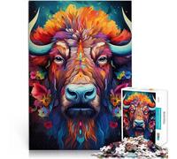 Rompecabezas para Adolescentes 1000 Piezas Búfalo Colorido de la Vida Silvestre Juegos de relajación Decoración del hogar 75x50cm