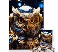 Rompecabezas para Adolescentes 1000 Piezas búho Dorado Estatua de Astronauta Juguete para decoración de Pared Regalo de Amigo Secreto Juegos Divertidos Actividades para Disfrutar en casa 50x75cm