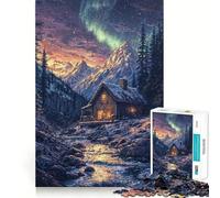 Rompecabezas para Adolescentes 1000 Piezas Cabaña en Las montañas Nevadas Juego Divertido y Creativo para ejercitar la Mente Relájate y diviértete (50x75cm)