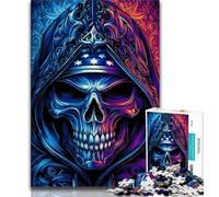 Rompecabezas para Adolescentes, 1000 Piezas, Calavera en Llamas, Juguetes educativos para familias, interacción Entre Padres e Hijos a Partir de 14 años, 38x26cm