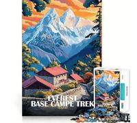 Rompecabezas para Adolescentes 1000 Piezas Campamento Base del Everest Trekking Nepal Arte Corte Exacto Juego Acertijo Regalo Tiempo de Juego Tranquilo Regalo de Arte navideño (38x26cm)
