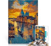 Rompecabezas para Adolescentes 1000 Piezas Canal de Venecia al Atardecer Juego Educativo Familiar Lista de Deseos con Papá Noel 52x38cm