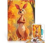 Rompecabezas para Adolescentes 1000 Piezas Canguro Sonriente en otoño Juegos Divertidos con Piezas de Formas aleatorias Que se entrelazan Completamente 38x26cm