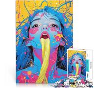 Rompecabezas para Adolescentes 1000 Piezas Caos Colorido Juguetes educativos de Aprendizaje con póster a Juego y Hoja de Trivia 52x38cm