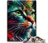 Rompecabezas para Adolescentes, 1000 Piezas, Cara de Gato de Colores Vivos, Juguete Educativo para aliviar el estrés, interacción Entre Padres e Hijos, para niños de 14 años, 50x75cm