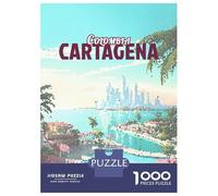 Rompecabezas para Adolescentes 1000 Piezas Cartagena Colombia Mosaic Vintage Rompecabezas para Adultos Juguete Decoración De Pared Corte De Precisión Ayuda A Ejercitar El Cerebro 52x38cm/1000pcs