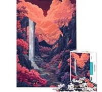 Rompecabezas para Adolescentes 1000 Piezas Cascada Ruinas Valle Un Reto para completar Una Obra de Arte Juguetes antiestrés Apto para Mayores de 14 años (38x52cm)