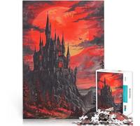 Rompecabezas para Adolescentes 1000 Piezas Castillo gótico bajo la Luna de Sangre Juego Intelectual Lista de Deseos con Papá Noel 52x38cm