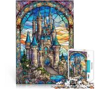 Rompecabezas para Adolescentes 1000 Piezas Castillos de vidrieras Juegos Divertidos para la Familia Decoración del hogar 38x26cm