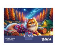 Rompecabezas para Adolescentes 1000 Piezas Cat Camping Adventure Rompecabezas para Adolescentes Juegos Relajantes Decoración Interacción Entre Padres E Hijos 38x26cm/1000pcs