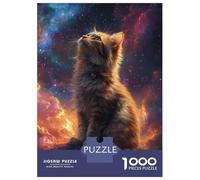 Rompecabezas para Adolescentes 1000 Piezas Cat Gazing at Stars Rompecabezas para Adultos Juegos Relajantes Análisis Y Lógica para Cumpleaños, Navidad 70x50cm/1000pcs
