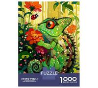 Rompecabezas para Adolescentes 1000 Piezas Chameleon and Ladybug in A Garden Rompecabezas para Adultos Juguetes Antiestrés Patrón De Montaje Oferta como Regalo para Toda La Familia 52x38cm/1000pcs
