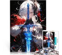 Rompecabezas para Adolescentes 1000 Piezas Chica de Anime con Espada Juego Intelectual Cada Pieza es única: un desafiante y Divertido Juego Familiar 52x38cm