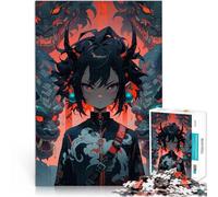 Rompecabezas para Adolescentes 1000 Piezas Chica de Anime con máscaras de Demonio desafío Educativo Cumpleaños 38x26cm
