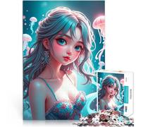 Rompecabezas para Adolescentes 1000 Piezas Chica de Anime con Medusas Acertijo para con Piezas de Formas aleatorias Que se entrelazan Completamente 38x26cm