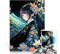 Rompecabezas para Adolescentes 1000 Piezas Chica de Anime en Kimono Desafío difícil para aliviar el estrés Mejorar la Memoria 38x26cm
