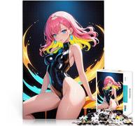 Rompecabezas para Adolescentes 1000 Piezas Chica de Anime en Traje de baño de látex Negro Juego de Preguntas Mejorar la Memoria 50x70cm
