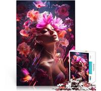 Rompecabezas para Adolescentes 1000 Piezas Chica de Las Flores con diseño Floral neón Juego Educativo Familiar Mejorar la Memoria 38x26cm