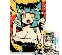 Rompecabezas para Adolescentes 1000 Piezas Chica Gato Comiendo Onigiri Corte preciso Divertido Juego Creativo para el Cerebro Relajante Tiempo de diversión Regalo de Arte navideño (50x75cm)