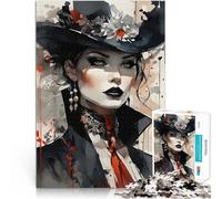 Rompecabezas para Adolescentes 1000 Piezas Chica gótica Steampunk Juguete Educativo para aliviar el estrés Apto para Parejas 38x26cm