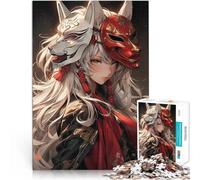 Rompecabezas para Adolescentes 1000 Piezas Chica samurái con máscaras de Zorro Análisis y lógica Decoración 52x38cm