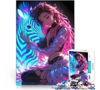 Rompecabezas para Adolescentes 1000 Piezas Chica x Zebra Neon Love Juegos Divertidos para la Familia Cumpleaños 52x38cm