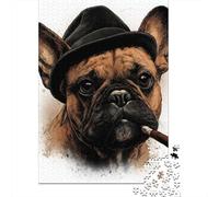 Rompecabezas para Adolescentes 1000 Piezas Chill French Bulldog with Cigar Rompecabezas para Adolescentes Juegos Relajantes Decoración Interacción Entre Padres E Hijos 38x26cm/1000pcs