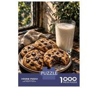 Rompecabezas para Adolescentes 1000 Piezas Chocolate Chip Cookies and Milk Rompecabezas para Adultos Juegos Relajantes Análisis Y Lógica para Cumpleaños, Navidad 38x26cm/1000pcs