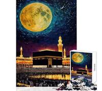 Rompecabezas para Adolescentes 1000 Piezas Cielo Nocturno La Mezquita Kaaba en La Meca Pintura Juguete Educativo Regalo Divertido Juego Imposible Mejorar el Amor Entre Parejas Tamaño 38x26cm